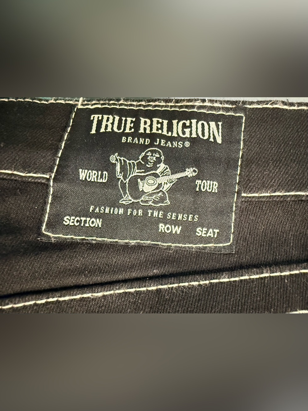 True Religion Black Flared Jeans with Contrast Stitching - Picture 5 of 8